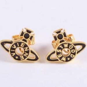 Sold out Vivienne Westwood small black & gold Zinaida orb stud earrings